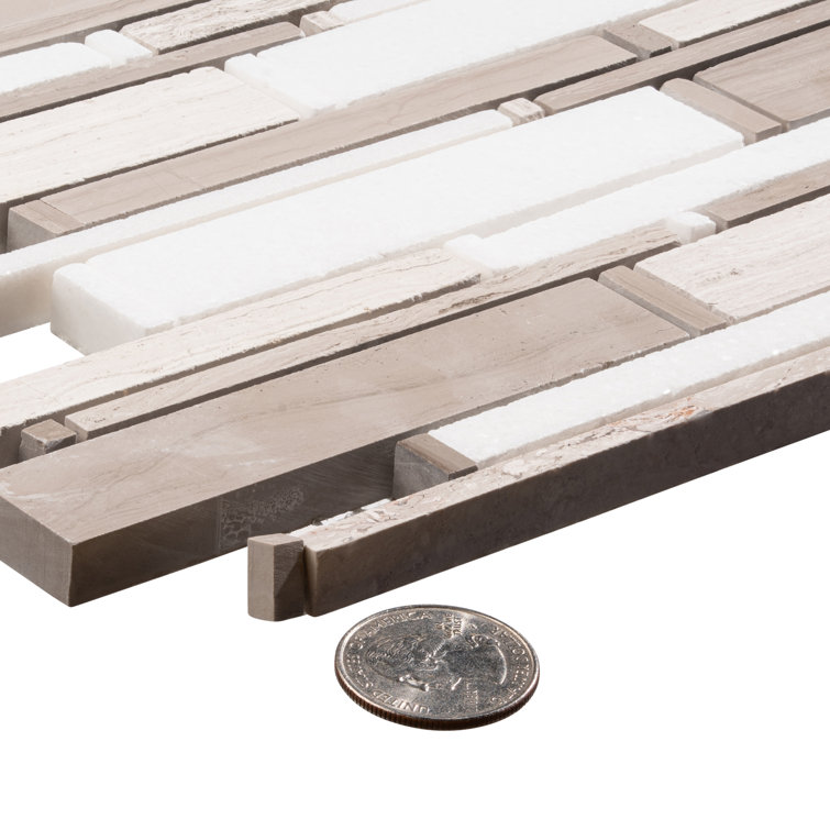 Knoll Beige Glossy Marble Mosaic Tile for Kitchen and Bathroom