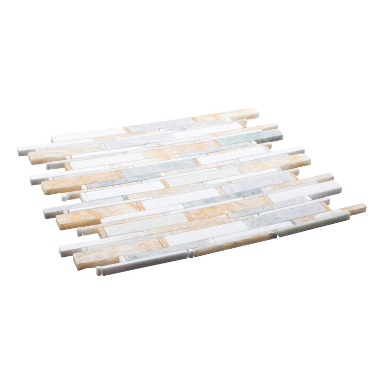 Knoll Orange and White Marble Mosaic Tile