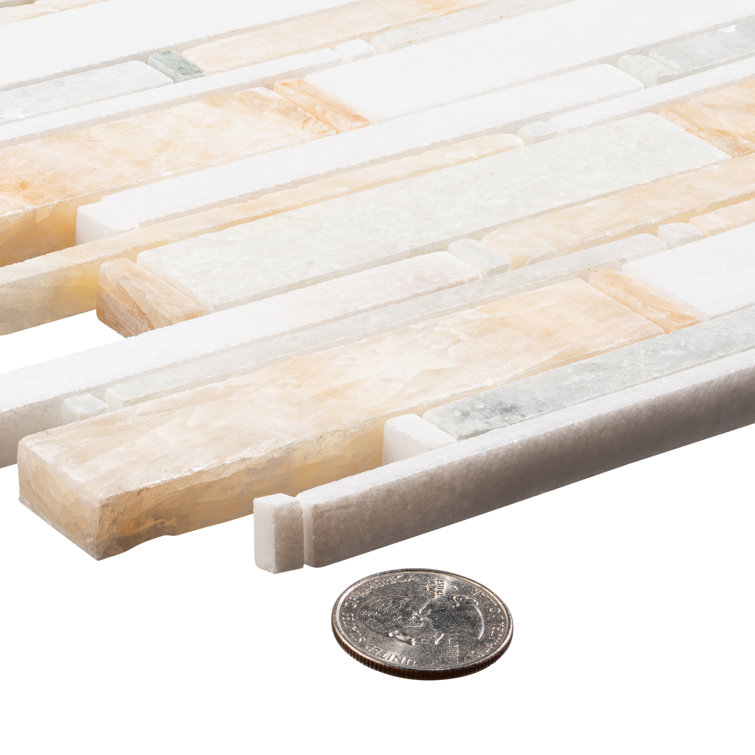 Knoll Orange and White Marble Mosaic Tile