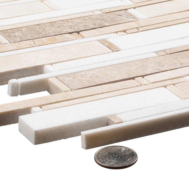 Knoll Brown and Cream Marble Mosaic Tile