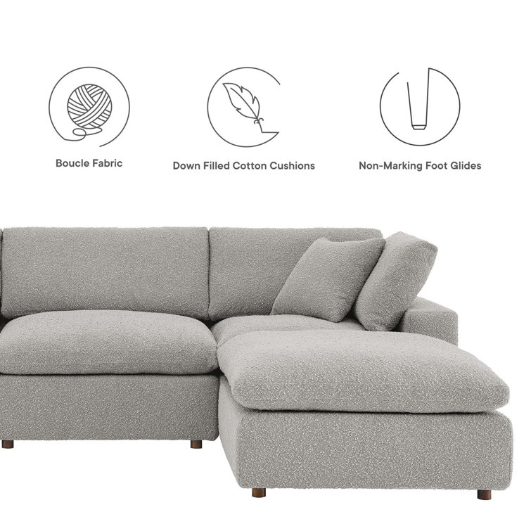 Light Gray Boucle Fabric 7-Piece Sectional Sofa with Ottoman