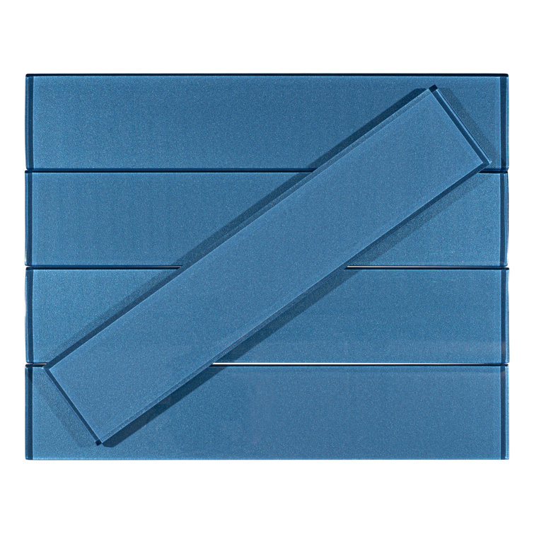 Kwiet 3" x 14" Polished Blue Glass Subway Tile