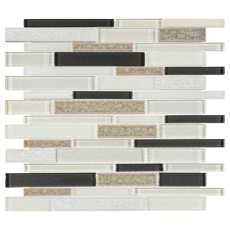 Reign Black and White Glass Mosaic Tile Sheet