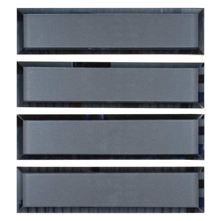 Vega 3" x 12" Frosted Blue Beveled Glass Subway Tile