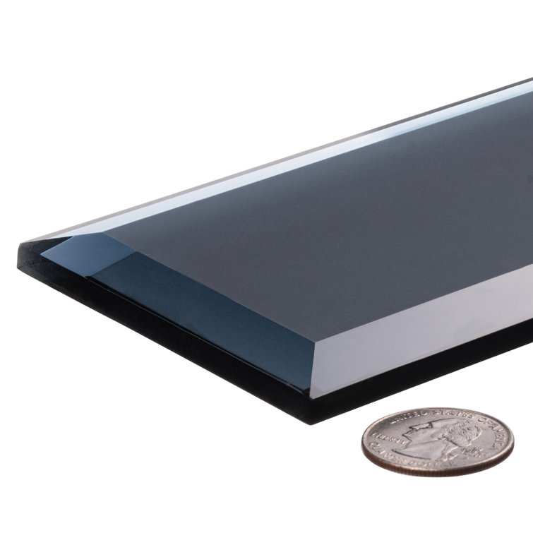 Vega 3" x 12" Frosted Blue Beveled Glass Subway Tile