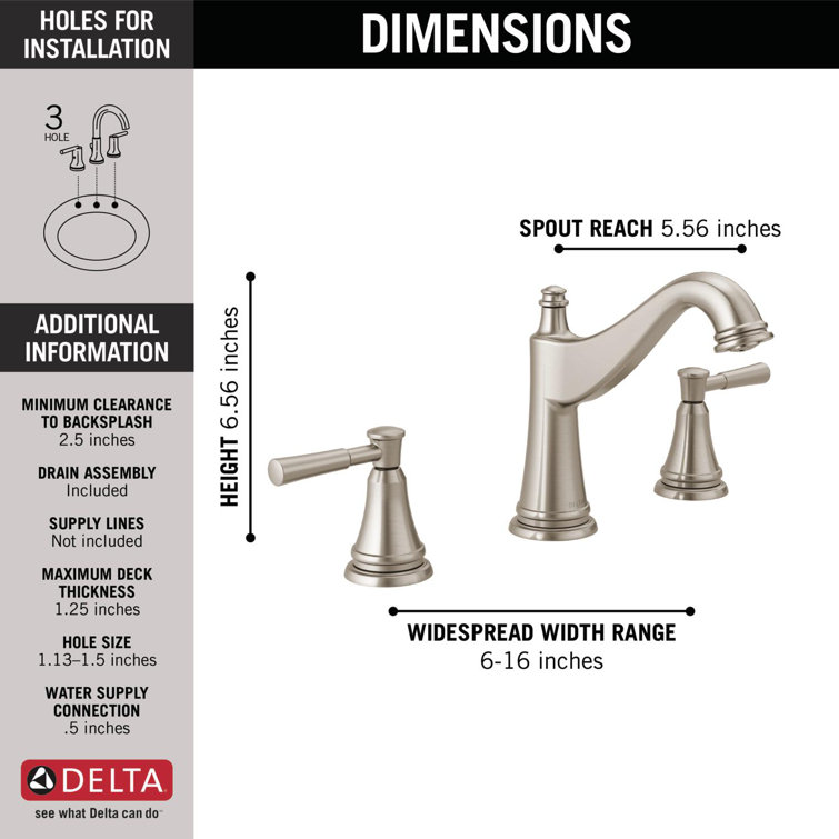 Mylan Brushed Nickel 2-Handle Widespread Bathroom Faucet