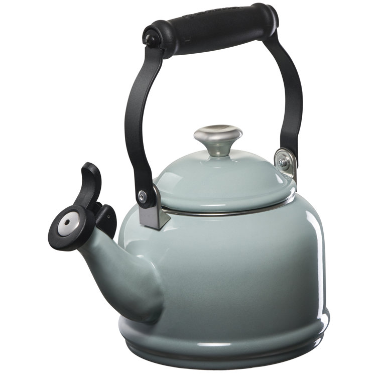Sea Salt Enamel Steel 1.25 qt Tea Kettle with Metal Finishes