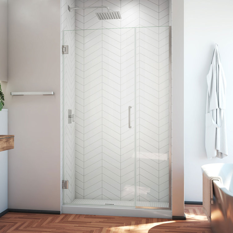 Unidoor Plus 45" Frameless Clear Glass Hinged Shower Door