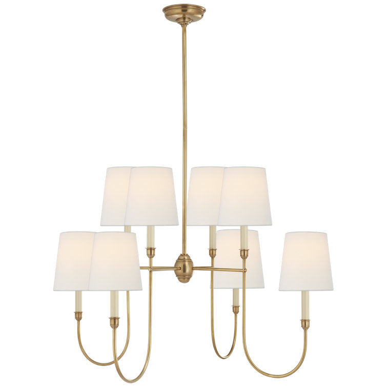 Hand-Rubbed Antique Brass 8-Light Chandelier with Shades