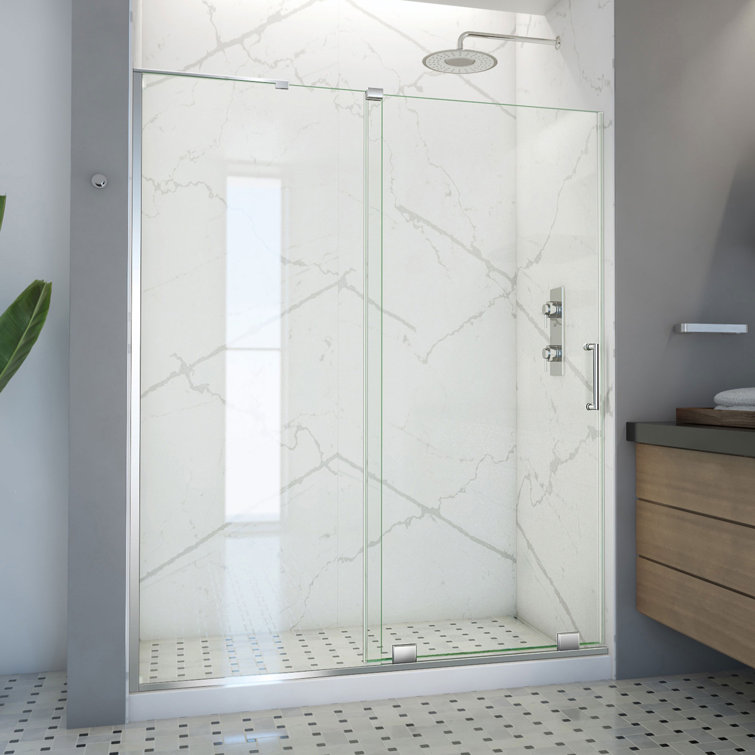 Mirage-X 60" Frameless Clear Glass Sliding Shower Door with Brushed Nickel Hardware