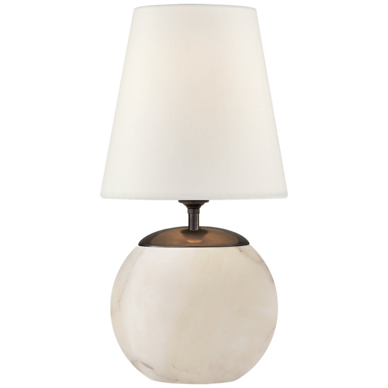 Edison 12.5" Alabaster Outdoor Table Lamp with Fabric Shade