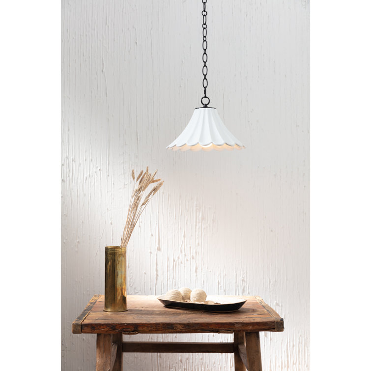 White Ceramic Scallop Empire Shade Pendant Light