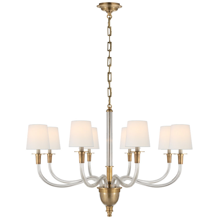Vivian Hand-Rubbed Antique Brass 8-Light Chandelier with Fabric Shades