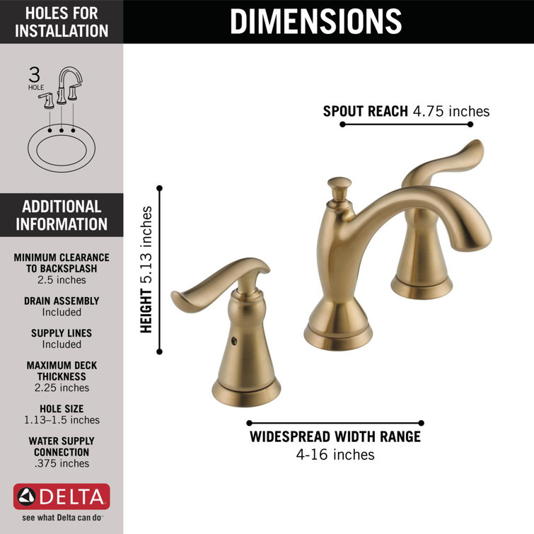 Champagne Bronze Widespread Bathroom Faucet with Metal Handles