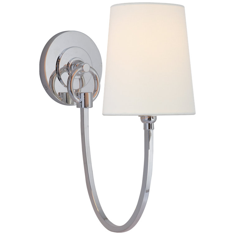 Hand-Rubbed Antique Brass and Fabric Wall Sconce