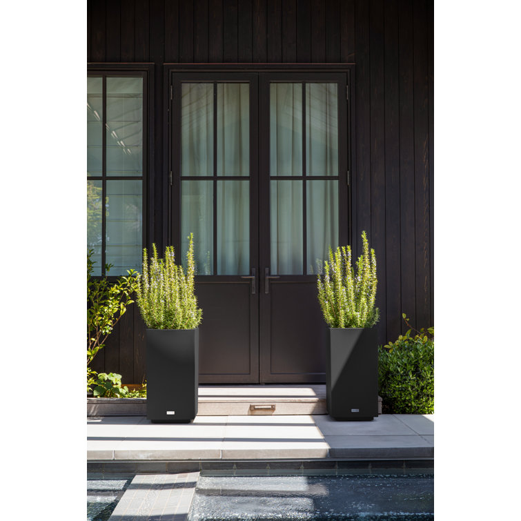 Black Recycled Plastic 26" Outdoor Pedestal Planter
