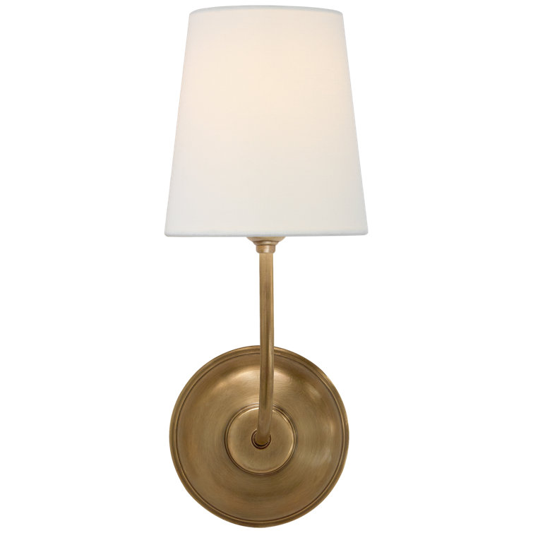 Hand-Rubbed Antique Brass and Fabric Wall Sconce