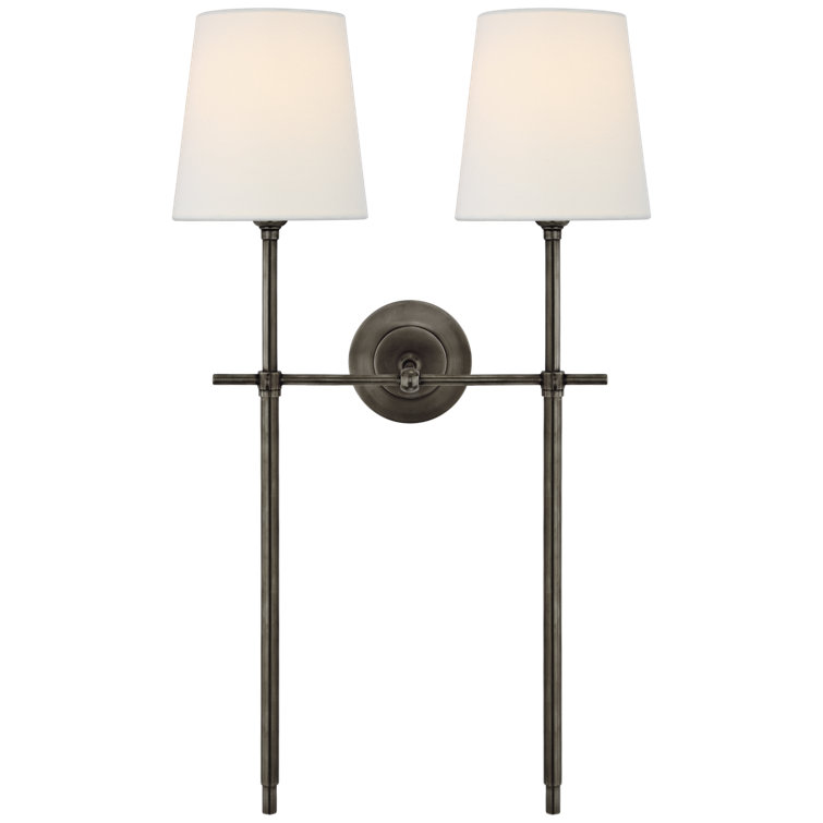 Bryant 26" Bronze Double Arm Sconce with Fabric Shades