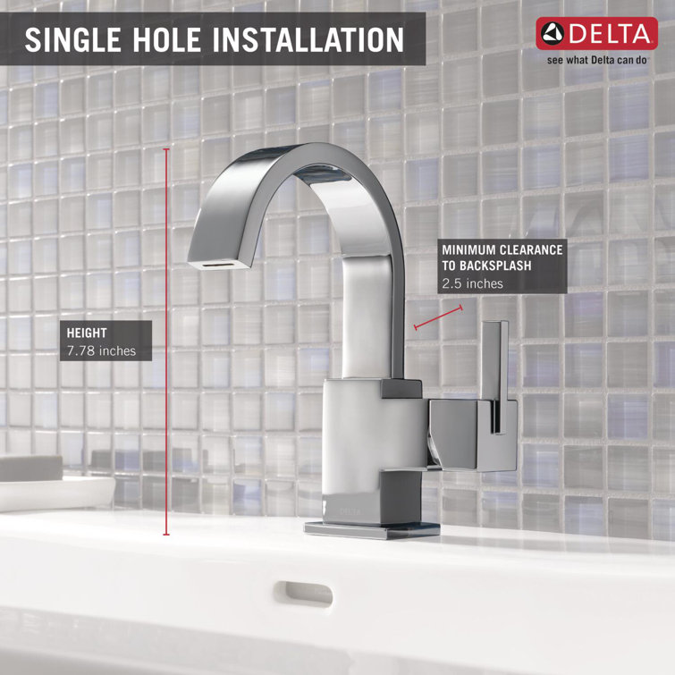 Sleek Modern 7 3/4" Chrome Brass Single Hole Faucet with Drain Assembly
