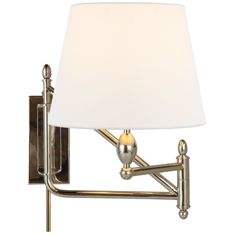 Polished Nickel Swing Arm Wall Light with Paper Shade