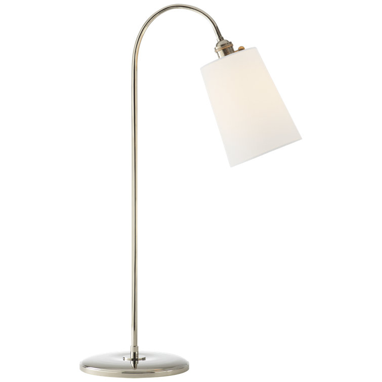 Adjustable Gilded Iron Desk Lamp with Fabric Shade