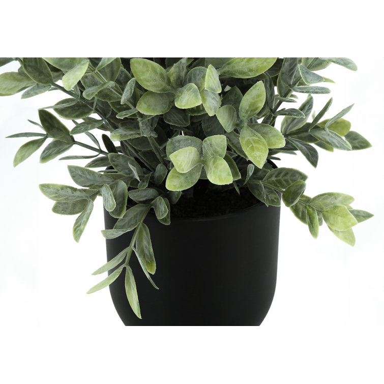 11'' Green Faux Eucalyptus and Grass Plants in Black Pots