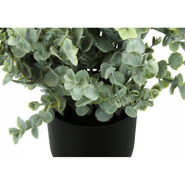 11'' Green Faux Eucalyptus and Grass Plants in Black Pots
