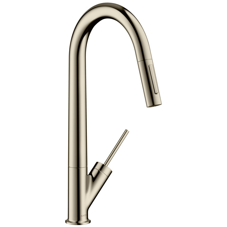 Polished Nickel High Arc Kitchen Faucet with Pull-Out Spray