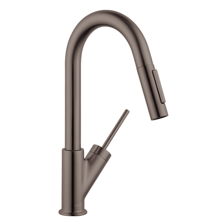 Brushed Black Chrome Pull-Down Kitchen Faucet with Spray