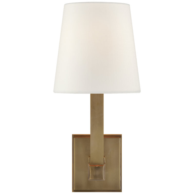 Hand-Rubbed Antique Brass and Fabric Wall Sconce