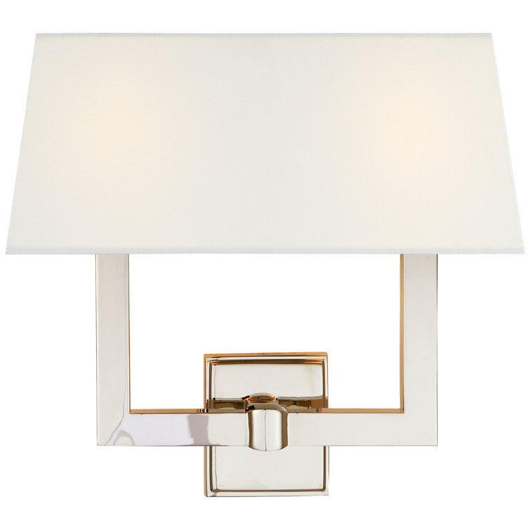 Polished Nickel Double Light Wall Sconce with Fabric Shade