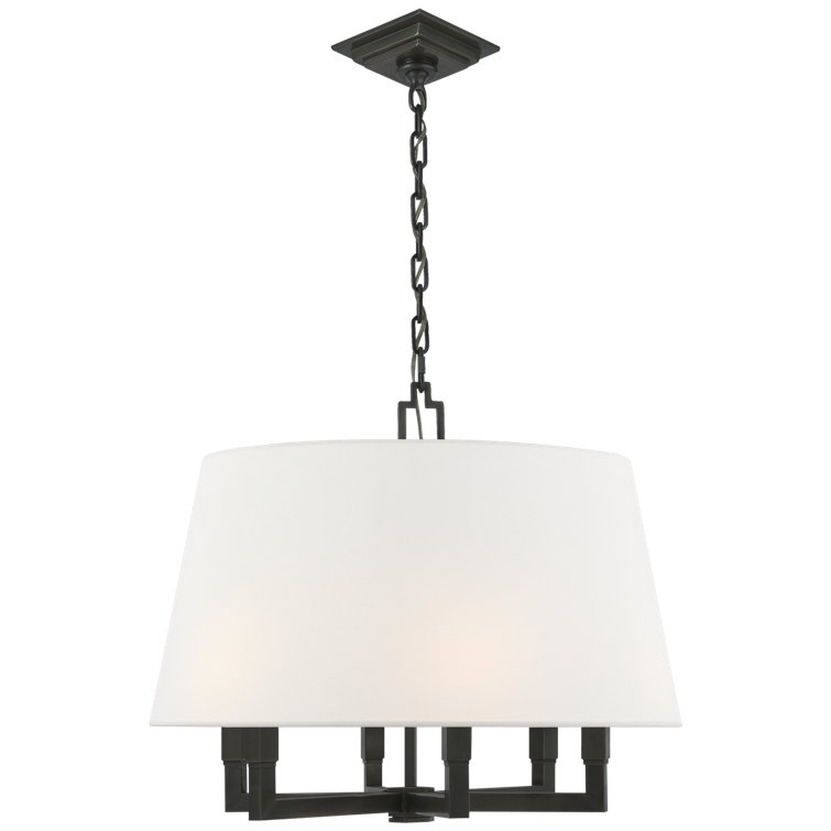 Bronze 6-Light Indoor Chandelier with Fabric Drum Shade
