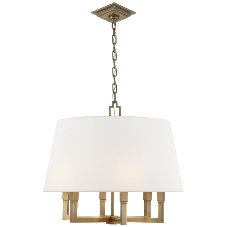 Hand-Rubbed Antique Brass and White Drum Chandelier