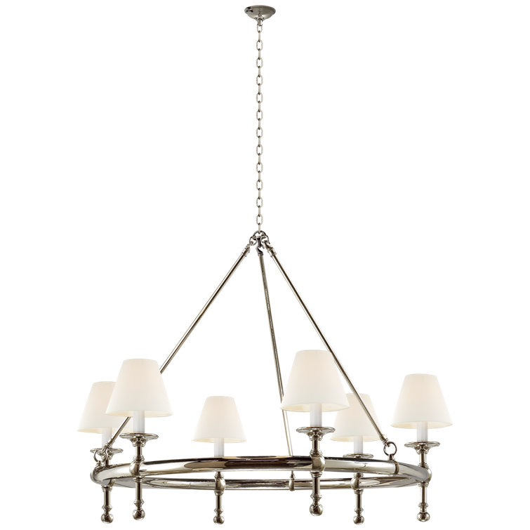 Polished Nickel Crystal Candle 6-Light Chandelier
