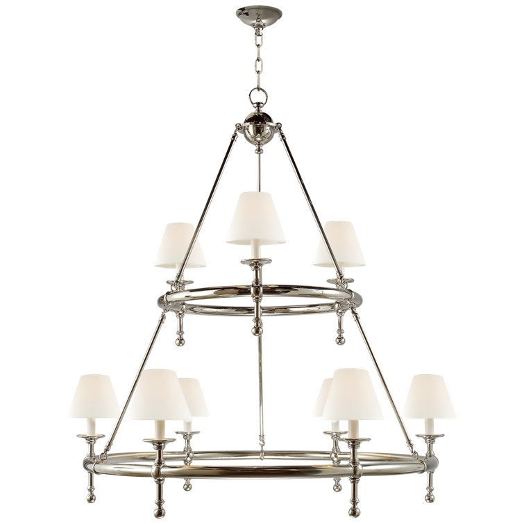 Polished Nickel Two-Tier Crystal Candle Chandelier