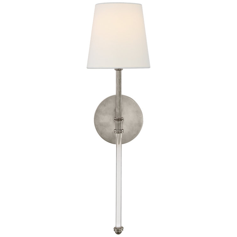 Antique Nickel 19" Dimmable Wall Sconce with Fabric Shade