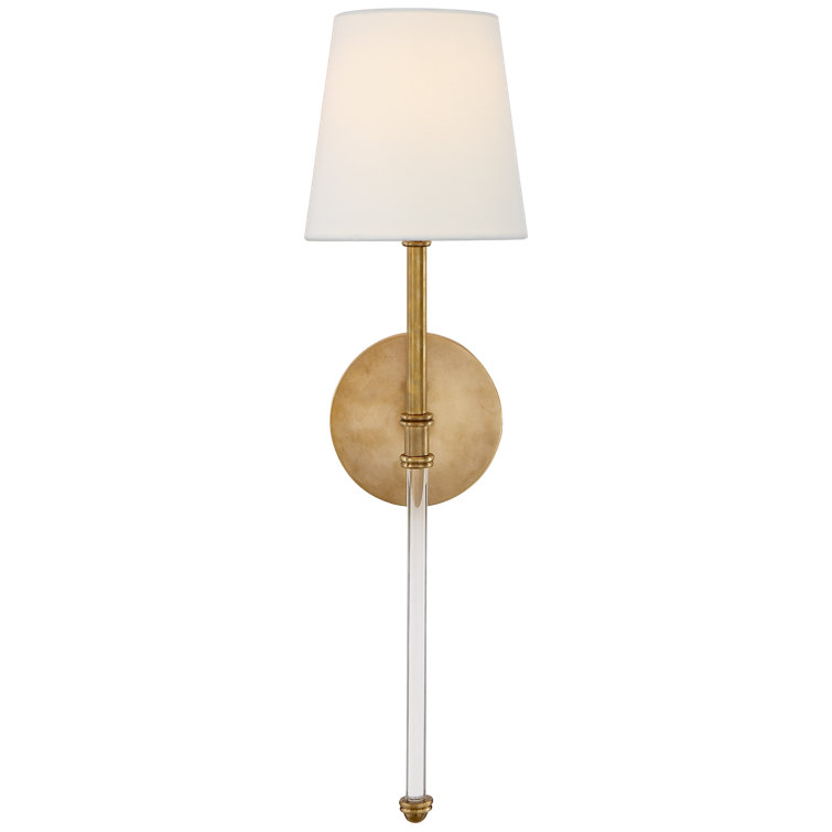 Hand-Rubbed Antique Brass and Fabric Wall Sconce