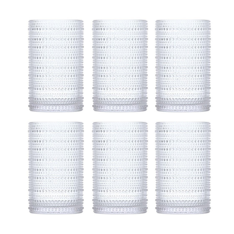 Jupiter Smoke Gray 13oz Beaded Detail Iced Beverage Glass Set of 6