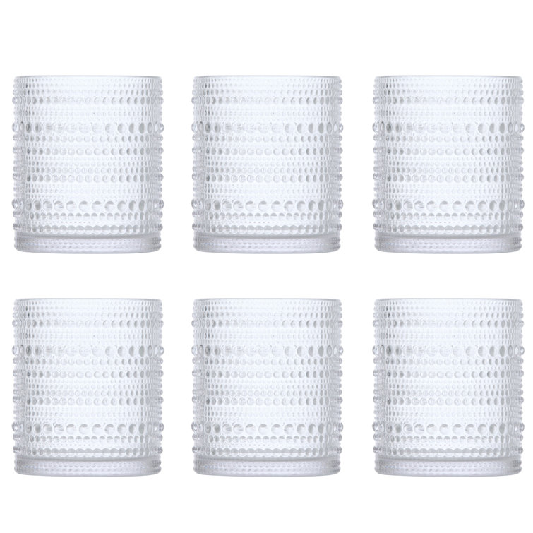 Jupiter Smoke Gray 13oz Beaded Detail Iced Beverage Glass Set of 6