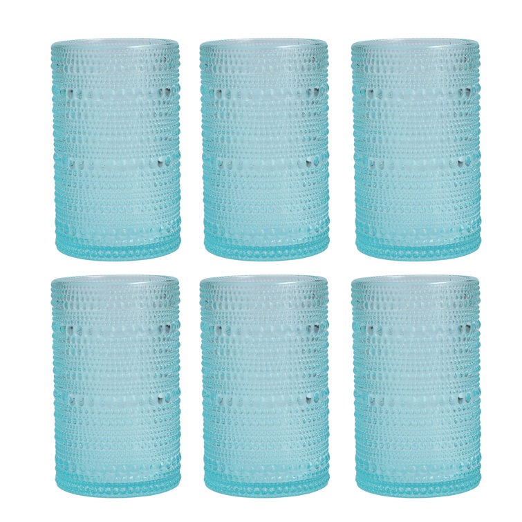 Jupiter Smoke Gray 13oz Beaded Detail Iced Beverage Glass Set of 6