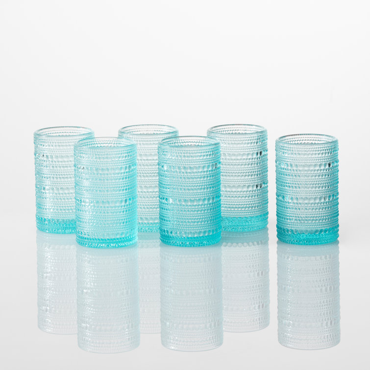Jupiter Smoke Gray 13oz Beaded Detail Iced Beverage Glass Set of 6