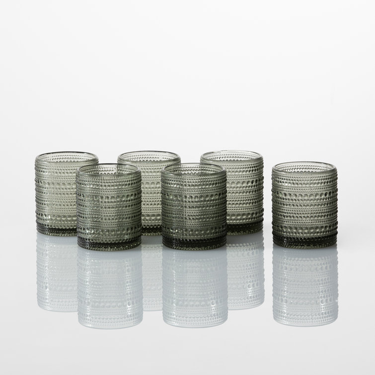 Jupiter Smoke Gray 13oz Beaded Detail Iced Beverage Glass Set of 6
