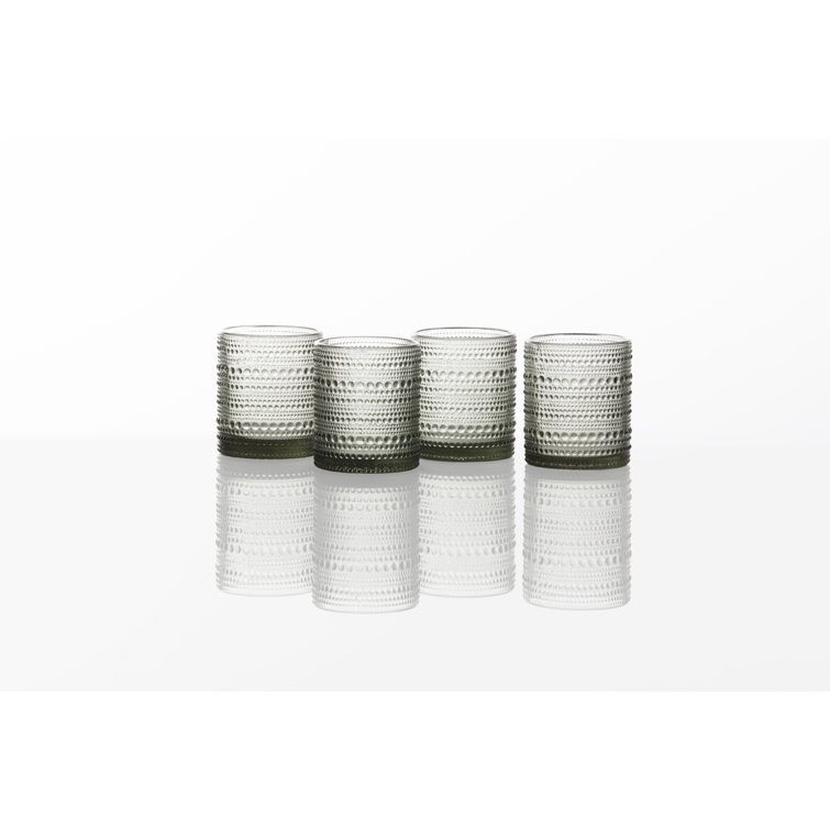Jupiter Smoke Gray 13oz Beaded Detail Iced Beverage Glass Set of 6