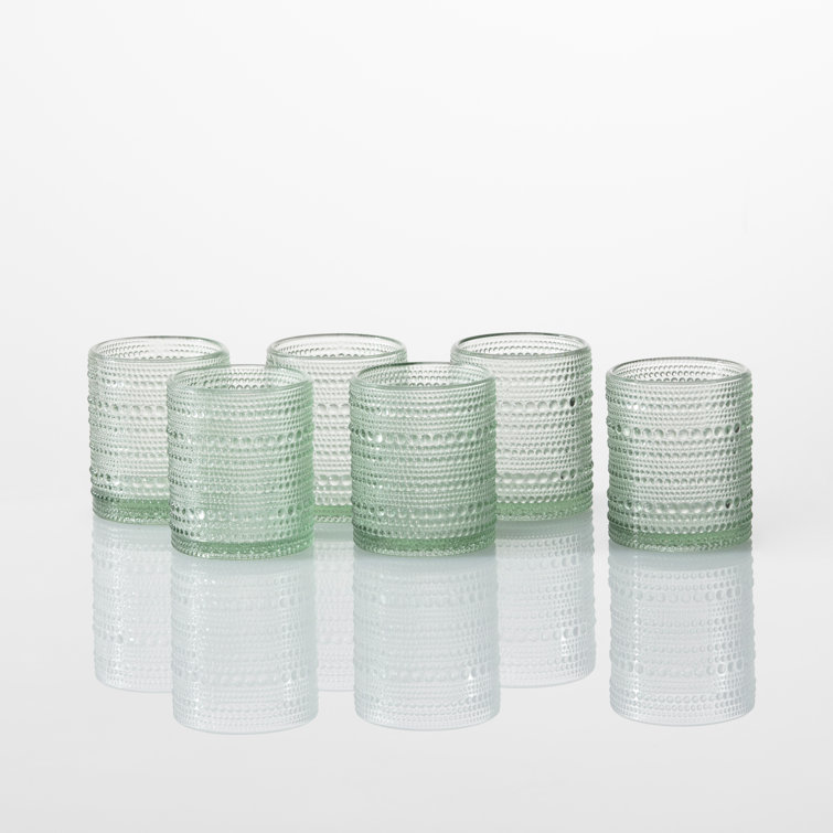 Jupiter Smoke Gray 13oz Beaded Detail Iced Beverage Glass Set of 6