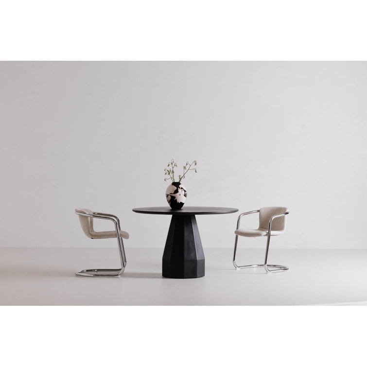 Aldora Black Concrete Round Outdoor Dining Table (47")