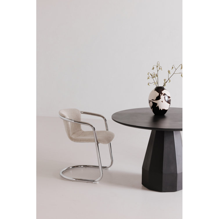 Aldora Black Concrete Round Outdoor Dining Table (47")