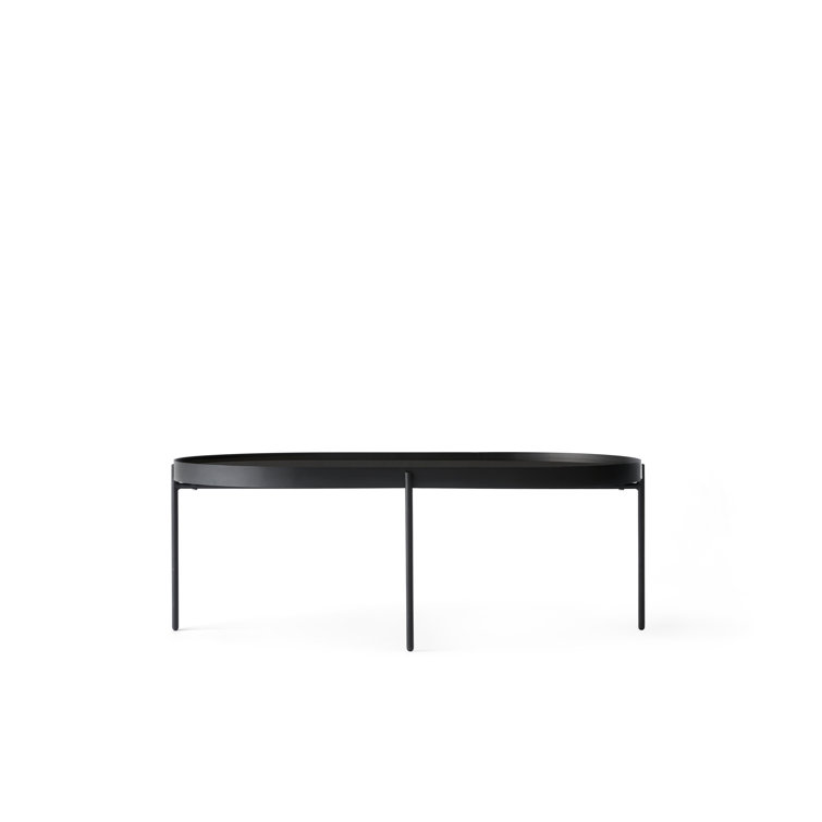 Large Brown Oval Glass Coffee Table with Slim Legs
