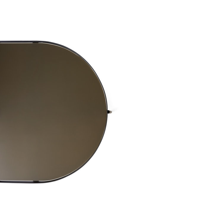 Large Brown Oval Glass Coffee Table with Slim Legs