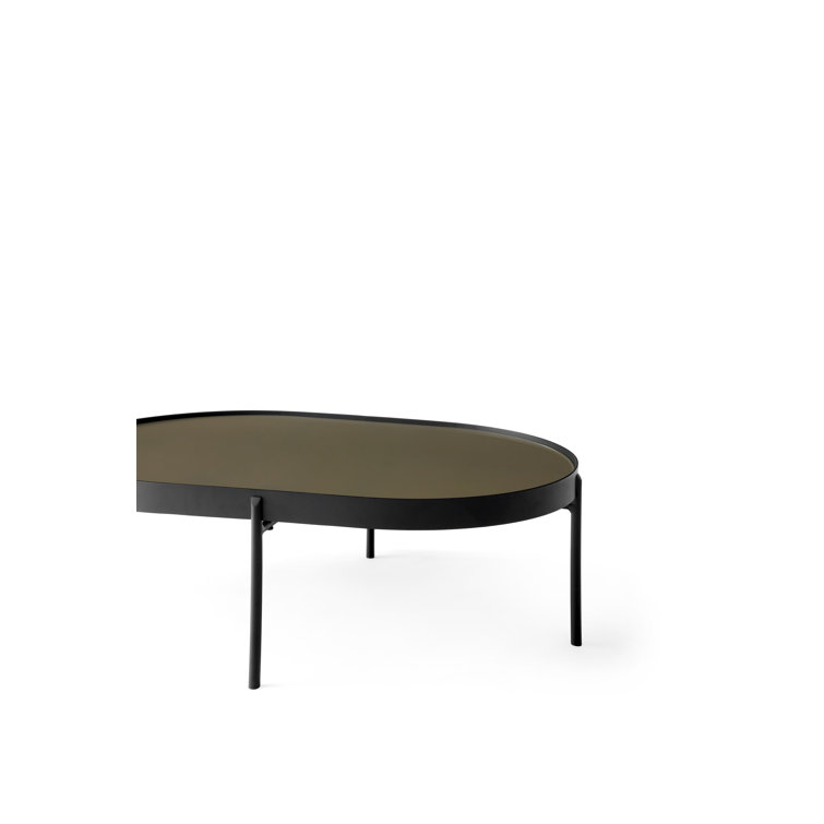 Large Brown Oval Glass Coffee Table with Slim Legs