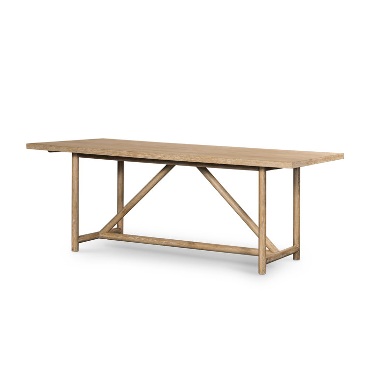 Rustic Oak Rectangular Dining Table in Light Brown Finish